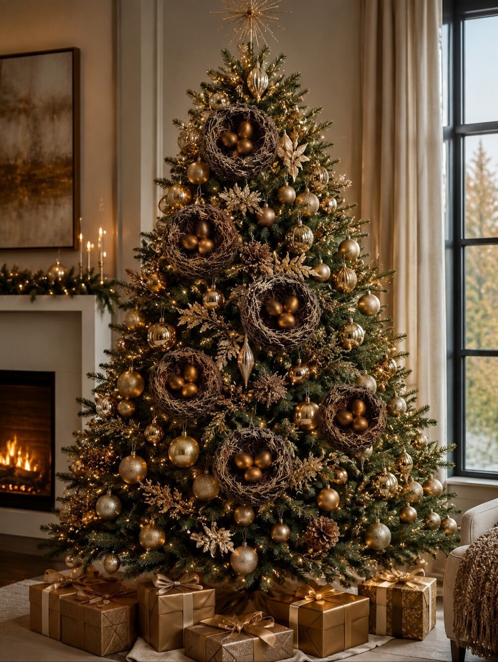 Gold Holiday Christmas Tree Decor Set Of 6 Elegant Nest Ornaments